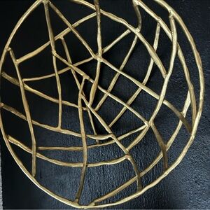 CB2 Sculptural Gold Wire Basket Bowl